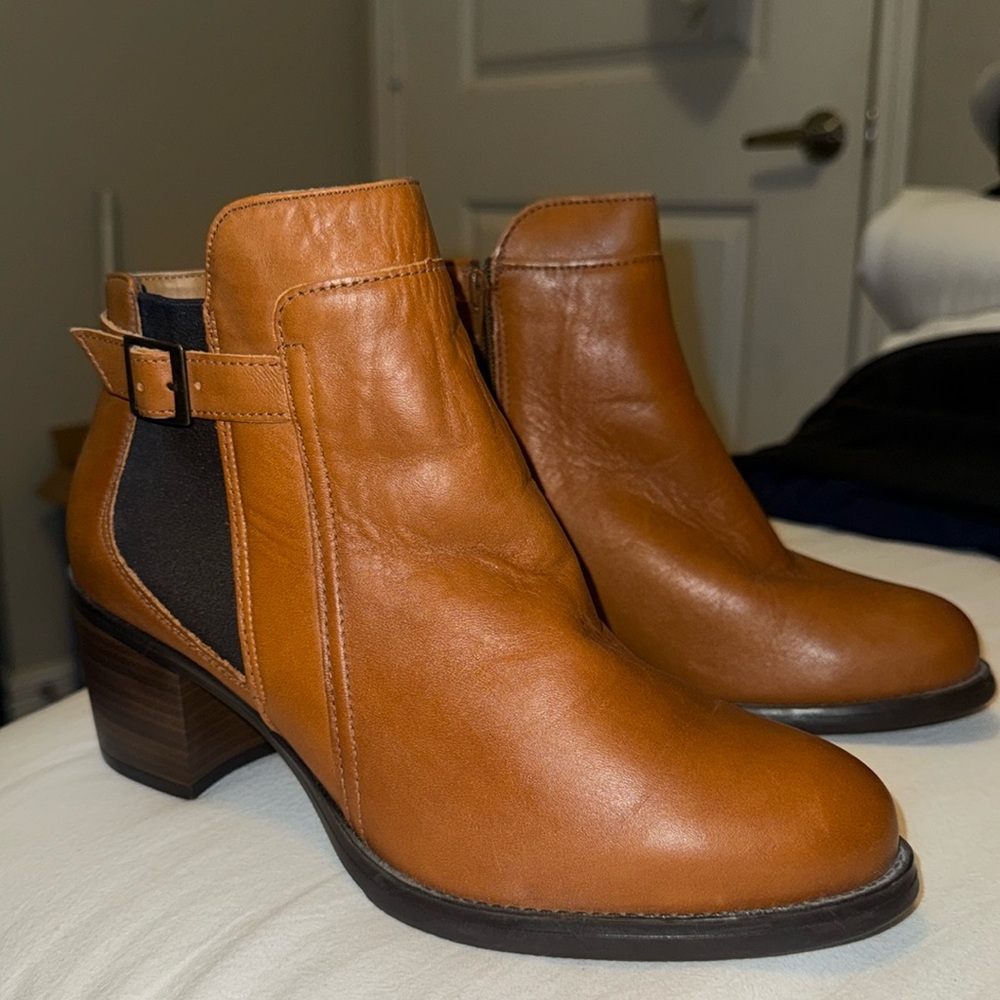 Brown Heeled Boots Size 10